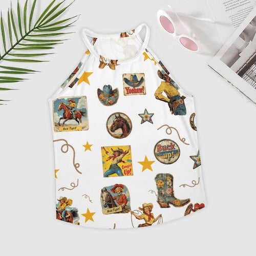 Baha Ranch Vintage Cowgirl Collage Western Tank Top - Qu!rk Boutique