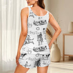 Baha Ranch Ranch Life White Pajama Lounge Tank Shorts Set Made in America - Qu!rk Boutique