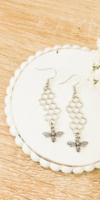 Gold or Silver Honeybee Honeycomb Earrings - Qu!rk Boutique