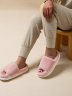 💙 Fluffy Open Toe Comfort Slippers - Qu!rk Boutique