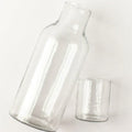 Clear glass carafe and tumbler set on white background, Qu!rk Boutique sustainable giftware