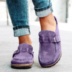 Round Toe Low Heel Buckle Loafers - Qu!rk Boutique
