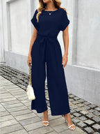 Tie Waist Wide Leg Jumpsuit - Qu!rk Boutique