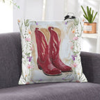 Baha Ranch Red Boots Velvety Soft Throw Pillow Case Made in America - Qu!rk Boutique