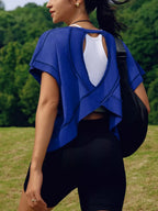 Cutout Back Short Sleeve T-Shirt - Qu!rk Boutique