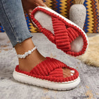 💙 Crisscross Open Toe Platform Slippers - Qu!rk Boutique