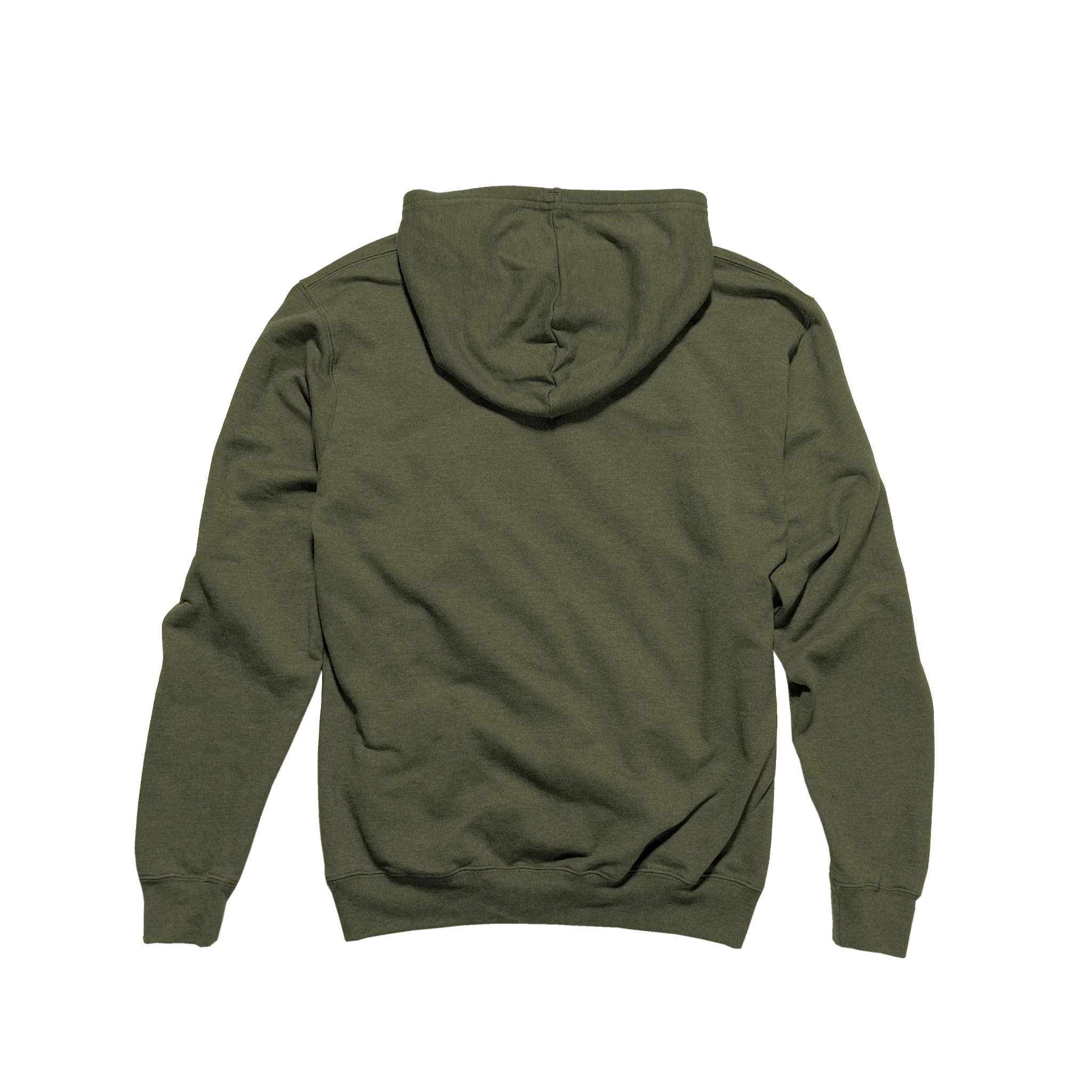 Olive green hoodie, back view, femme-fit cozy knit, Qu!rk Boutique winter collection