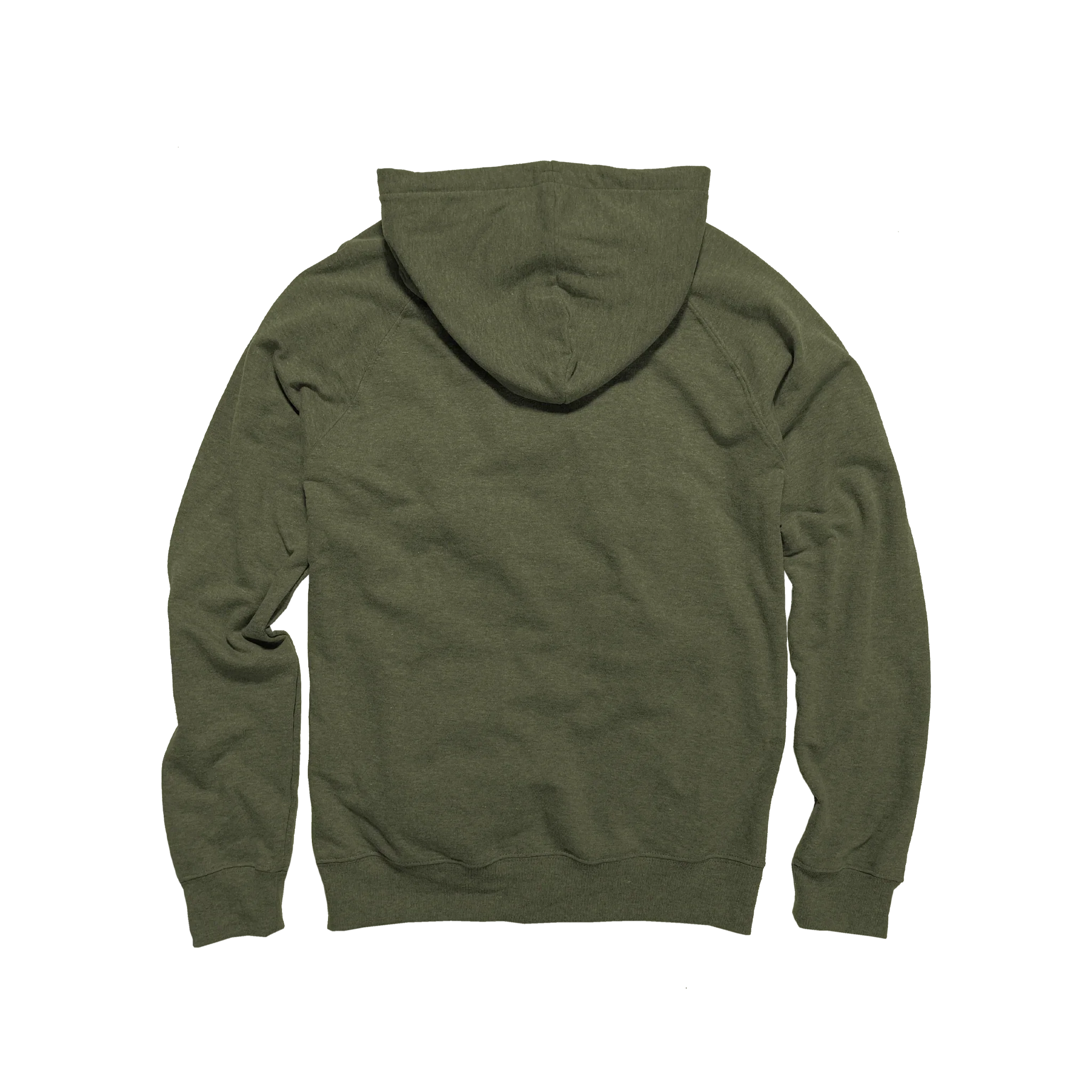 Back view of olive green hoodie, sustainably made, Qu!rk Boutique cosmic couture style