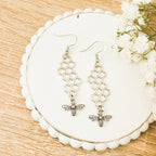 Gold or Silver Honeybee Honeycomb Earrings - Qu!rk Boutique