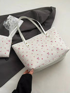 Printed Tote Shoulder Bag with Pouch - Qu!rk Boutique