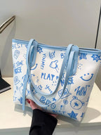 Graffiti Print Casual Tote Bag - Qu!rk Boutique