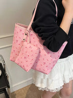 Printed Tote Shoulder Bag with Pouch - Qu!rk Boutique