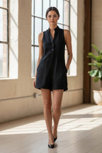 Full Size Sleeveless Button-Front Romper with Pockets Plus Size - Qu!rk Boutique