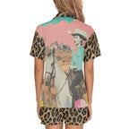 Baha Ranch Retro Pop Western Leopard Cowgirl Pajama Set - Qu!rk Boutique