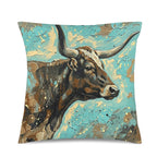Baha Ranch Painted Longhorn Velvety Soft Pillow Case Made in America - Qu!rk Boutique