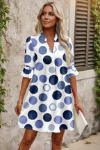 Polka Dot Print Flounced Half Sleeve Casual Vacation Style Mini Dress - Qu!rk Boutique