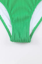 Textured Contrast Banding Bikini High Waist 2pcs Swimsuit - Qu!rk Boutique