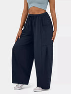 High-Waisted Drawstring Wide-Leg Pants - Qu!rk Boutique
