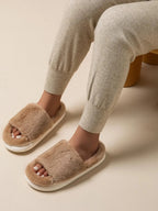 💙 Fluffy Open Toe Comfort Slippers - Qu!rk Boutique
