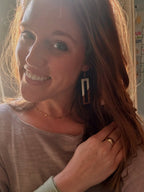 Rectangular White Resin and Wood Earrings - Qu!rk Boutique