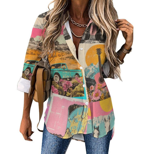 Baha Ranch Pop Western Wanted Button Up Blouse - Qu!rk Boutique