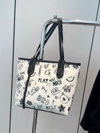 Graffiti Print Casual Tote Bag - Qu!rk Boutique
