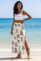 Baha Ranch Vintage Cowboy Collage Beach Coverup Skirt - Qu!rk Boutique