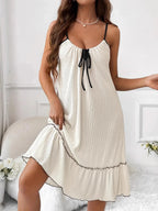 Full Size Tiered Ruffled Lounge Dress with Contrast Trim Plus Size - Qu!rk Boutique