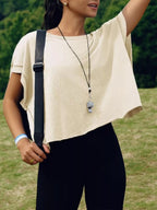 Cutout Back Short Sleeve T-Shirt - Qu!rk Boutique