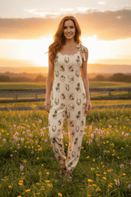 Baha Ranch Floral Horse Western Country Girl Overalls Jumpsuit - Qu!rk Boutique