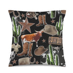 Baha Ranch Cowboy Collage Velvety Soft Throw Pillow Case Made in America - Qu!rk Boutique