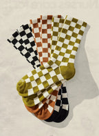 Checkerboard Crew Socks - Qu!rk Boutique
