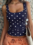 Polka Dot Scoop Neck Tank - Qu!rk Boutique