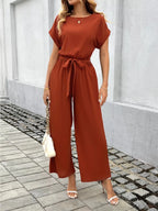Tie Waist Wide Leg Jumpsuit - Qu!rk Boutique