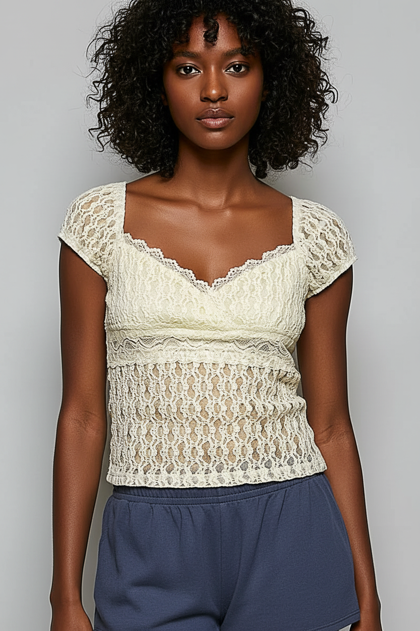 Romantic Short Sleeve Lace Top