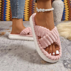 💙 Crisscross Open Toe Platform Slippers - Qu!rk Boutique