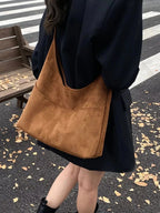 Minimalist Suede Shoulder Bag - Qu!rk Boutique