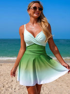 V-Neck Gradient One-Piece Swimsuit - Qu!rk Boutique