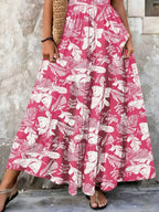 Full Size Printed V-Neck Tiered Maxi Dress Plus Size - Qu!rk Boutique