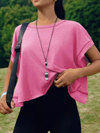Cutout Back Short Sleeve T-Shirt - Qu!rk Boutique