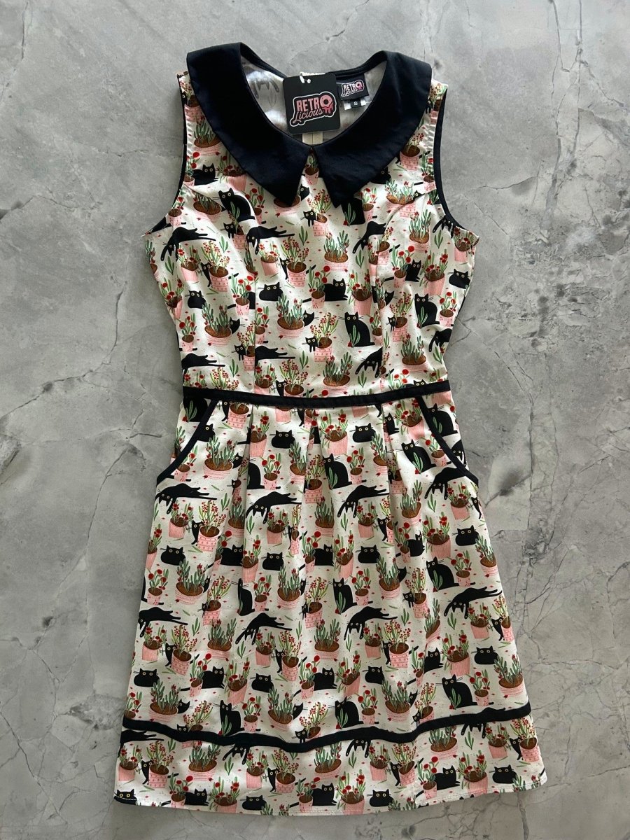 Cats & Plants Collared Dress - Qu!rk Boutique