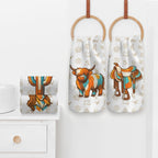Set of 4 Minimalistic Western Highland Cow Cattle Brands Kitchen Towels Made in America - Qu!rk Boutique