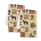 Vintage Cowboy Collage Set of 2 Dish Towels Made in America - Qu!rk Boutique