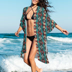 Baha Ranch Southwestern Aztec Duster Kimono Coverup - Qu!rk Boutique