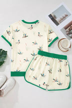 Mallard Printed Colorblock Trim Short Set - Qu!rk Boutique