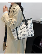Graffiti Print Casual Tote Bag - Qu!rk Boutique