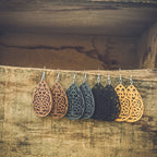 Set of Four Beautiful Carved Wood Earrings - Qu!rk Boutique