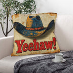 Vintage Western Yeehaw Throw Pillow Case 18 x 18 Made in America - Qu!rk Boutique