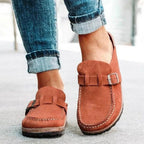 Round Toe Low Heel Buckle Loafers - Qu!rk Boutique
