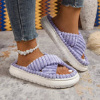 💙 Crisscross Open Toe Platform Slippers - Qu!rk Boutique